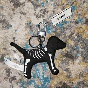 PINK Victoria's Secret Black and White Dog Keychain